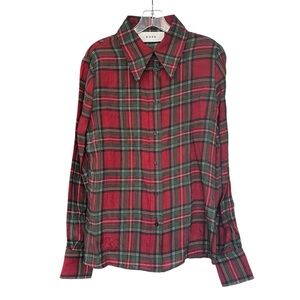 ROHE RÓHE Button-Down plaid Shirt top Size 40 green red